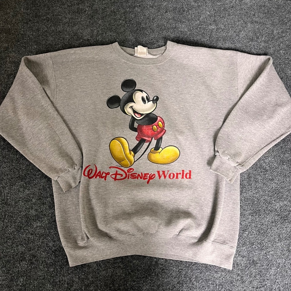 Vintage Disney Mickey Mouse Walt Disney World Sweatshirt Gray XXL Made in USA